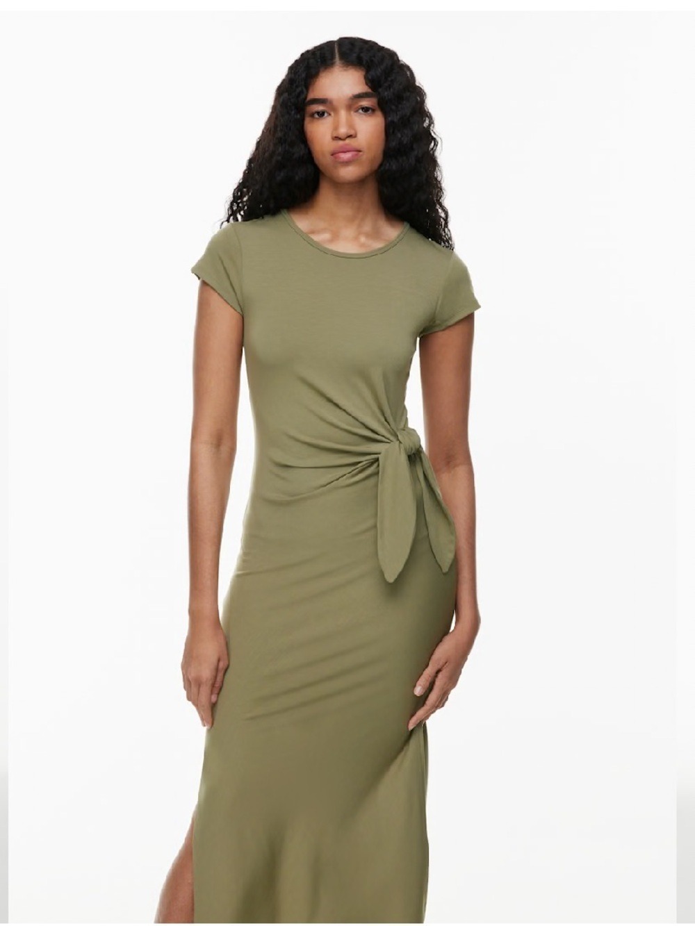 Aritzia Wilfred Olive Green Jersey Resort Maxi Dress Medium - Picture 2 of 14
